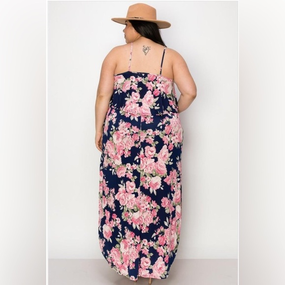 🔥New🔥 Plus Size Sleeveless Flower Print Maxi Dress (2X,3X) - Picture 4 of 5